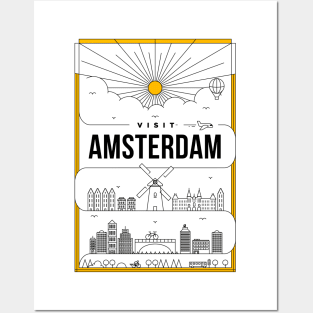 Amsterdam Minimal Lineal Poster Posters and Art
